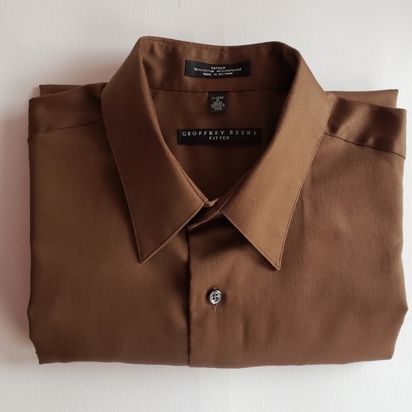 Geoffrey Beene fitted Dress Shirt Chocolate Size Extra Large - Picture 1 of 5